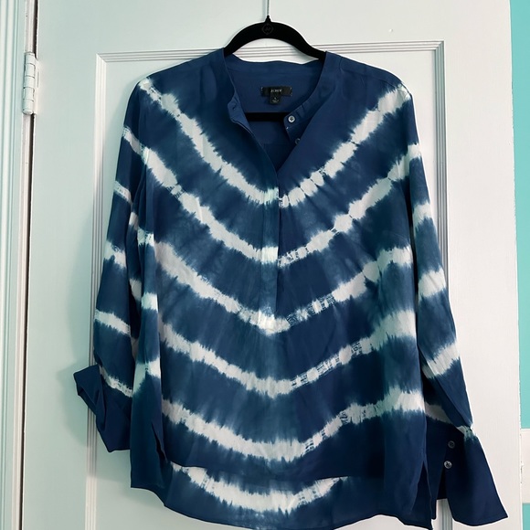 J. Crew 100% Silk Tie Dye Blouse - Picture 1 of 7